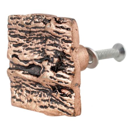 Square Bark Shape Antique Copper Aluminium Dresser Knob